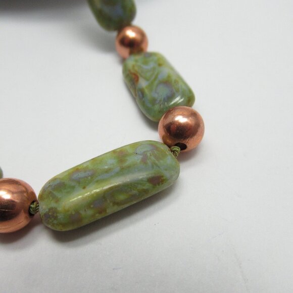 Earthy Czech and Copper bead necklace - Picture 9 of 10